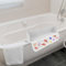 Bathtub Splash Guard 21 Kids Bathtub Shelf with 4 Mesh Pockets and 8 Suction Cups Attach to Bath Tub, Baby Bath Toy Storage Splashproof Bathtub Topper Shelf Bathtub Play Shelf Area (grey)
