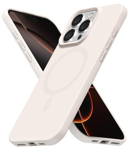 LoeoeL for iPhone 16 Pro Case Silicone Mag Safe, Compatible with Magsafe Ultra Slim Thin Magnetic Phone Case for Women Girls, Soft Rubber Gel Matte TPU Solid Color Minimalist Cover, Beige Cream