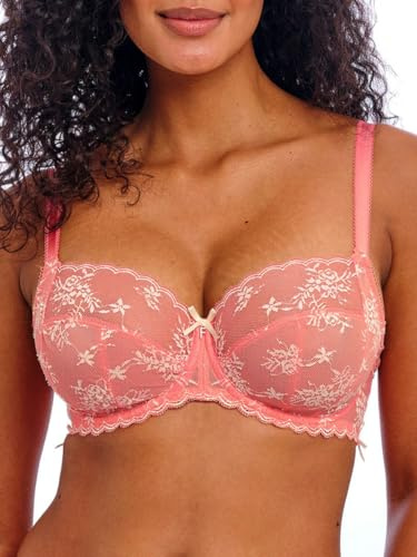 Freya Women's Offbeat Decadence Underwire Side Support Bra Full Coverage, Sunset Coral, 38F