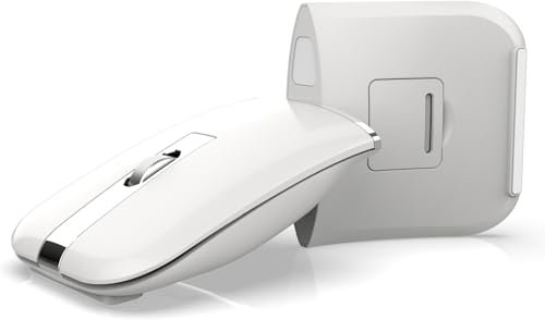 Zienstar - Mouse da viaggio Bluetooth pieghevole, mouse ad arco portatile senza fili, multi-dispositivo (Bluetooth + 2,4 G), mouse ricaricabile girevole a 360 °-bianco
