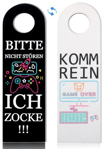 KATIMI Bitte Nicht Stören Schild, Türschild Kinderzimmer aus Filz, Bitte Nicht Stören Ich Zocke, Nicht Stören oder Komm Rein Türhänge, Beidseitig Bedruckt, Geschenke für Zocker Jungen Mädchen Teenager