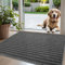 DEXI Door Mats Indoor 90 x 150 cm, Non-Slip Absorbent Dirt Trapper Mat, Thin Low Profile Doormats Inside, Washable Entrance Rug for Muddy Shoes and Paws, Grey