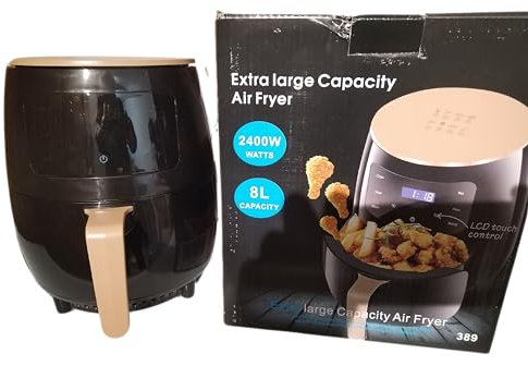 Friggitrice ad Aria XXL, 8L, 2400W, Display LCD Touch, Controllo Digitale, Nero