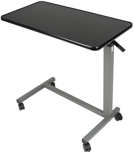 Vaunn Medical Adjustable Overbed Bedside Table with Wheels (Hospital and Home Use)
