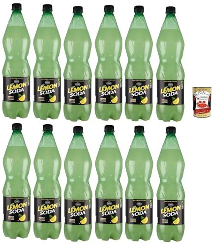 Italian Gourmet Lemon Soda Limonata sizilianische Zitrone spritzig 12 x 1L | Erfrischungsgetränk ohne Alkohol; succo agrumato, ideale freddo per feste, Gesamtnettogewicht 12 L + Kostenlos Polpa 400g