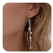 Tewiky Ohrringe für Damen, Silber Lange Ketten Ohrringe Hängend Set