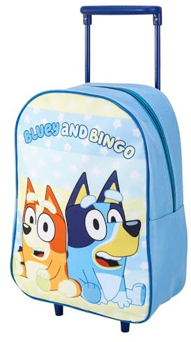 Bluey Children’s Luggage Suitcase - Foldable Trolley Bag 42 x 29cm 2 Wheels Extendable Handle - Travel Bag with Wheels