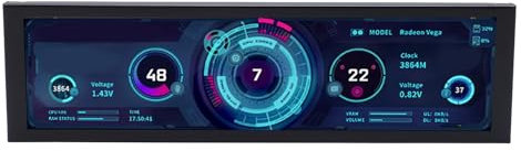 Écran Secondaire Informatique de 8,8 Pouces, 1920x480 Affichage de la Température du Processeur CPU Moniteur de Température pour Le Boîtier de L'ordinateur, Type C & Ph