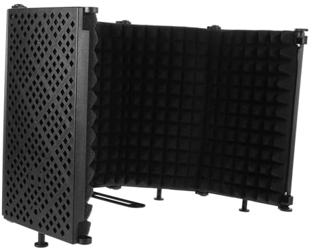 Mikrofon Schallschutzwand mit Fünf Türen für Kondensator USB Mikrofone | ABS und Eva, Klappbares Mehrschicht Design, Schwarz, für Livestream und Voice Over