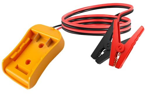 Adaptateur de démarrage pour voitures, compatible avec la batterie DeWalt, 12 AWG, 1,8 m, démarreur portable, câble de démarrage pour voitures, alimentation pour démarrer les véhicules légers (Jaune