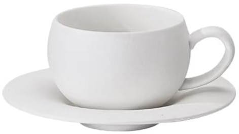 Osmond 280ml Ceramic Coffee Mug,Stone Fired Cup with Saucer,Ideal for Breakfast Milk & Coffee,Egg-Shaped Design B