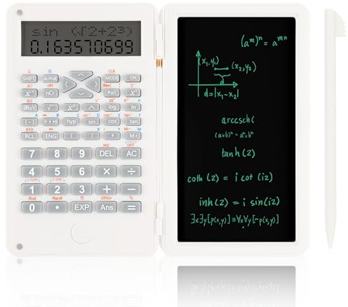 OFFCUP Wissenschaftlicher Taschenrechner, 6 Zoll LCD Schreibtablett und Stift, 2-1 Scientific Taschenrechner mit 240 Funktionen Engineering Calculator für Studenten High School Lehrer, Weiß