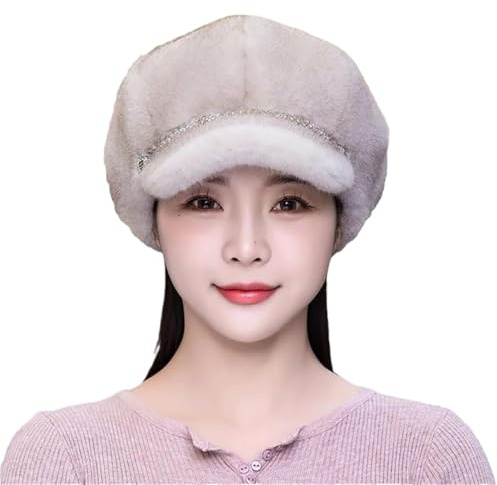 GOOPEEG Wintermütze für Outdoor-Aktivitäten Frauen Faux Pelz Flauschige Ente Zunge Hut Warme Gehörschutz Hüte Verdicken Kappen Warme Winterkappe(Beige)