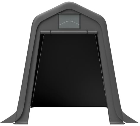 Fahrradgarage Garagenzelt 245×183×217 cm | Wetterfest & Winterfest, wasserdichte 170 g/m² PE-Plane mit 25 cm Überstand & Rolltor, Outdoor-Aufbewahrungsschuppen, Grau
