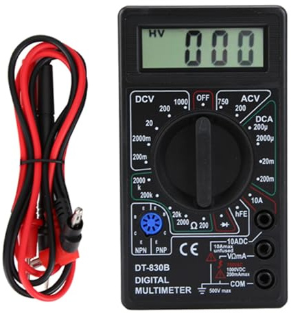 Aumotop LCD-Digital-Multimeter, Ohm-Tester, Spannungsmessgerät für Fabrik, Radio-Enthusiasten, Schwarz, 1 Digital-Multimeter für Labor und Familie (DT-830B schwarz)