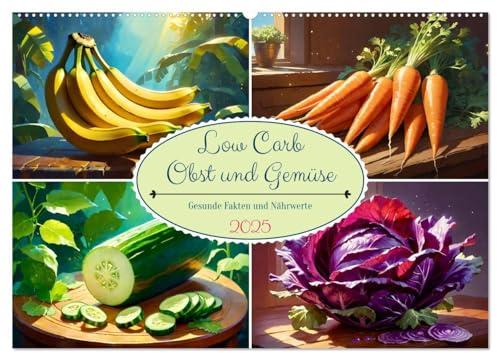 Low Carb Obst und Gemüse (Wandkalender 2025 DIN A2 quer), CALVENDO Monatskalender: Dieser Kalender macht Appetit auf gesundes Essen! (CALVENDO Gesundheit)