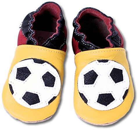 HOBEA-Germany Baby Krabbelschuhe Jungen, Kinderhausschuhe Jungen, Lederschuhe (Fußball, numeric_16)