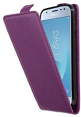 cadorabo Coque pour Samsung Galaxy J3 2017 en ORCHIDÉE Violets - Housse Protection en Style Flip en Similicuir Structuré - Etui Poche Folio Case Cover