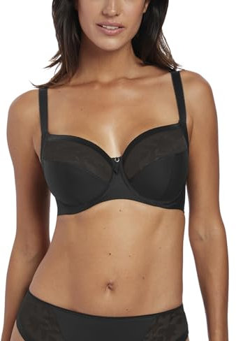 Fantasie Women's Illusion Underwire Side Support Bra Full Coverage, Sheer, Black, 30H