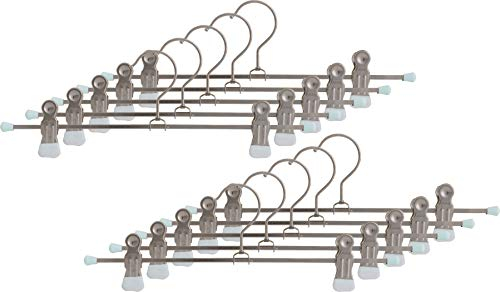 MAWA Kleiderbügel mit Clips, Set aus 10 platzsparenden Bügeln mit rutschfesten Clips, perfekt für Hosen und Röcke, mit 360° drehbarem Haken, 30cm, Weiß