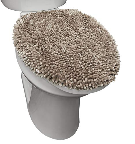 SoHome Spa Step Luxus Plüsch Chenille Shag Maschinenwaschbar Ultra Soft Standard Toilettendeckel Bezug 47 x 49,8 cm Taupe