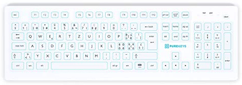 PUREKEYS – kabellose Hygiene-Tastatur - Standardbreite │ Tastenlayout Schweiz │ 50004100 │professionelle Medizintastatur - optimal desinfizierbar, sehr guter Tastendruck