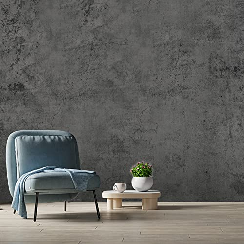 Bai You Mei Selbstklebend Tapete Betonoptik 10m*60cm, Industrial Style Dunkelgraue Tapete Selbstklebende Möbelfolie Schwarz Beton Retro stil Vintage Tapeten Betonoptik Klebefolie Möbel für Küche