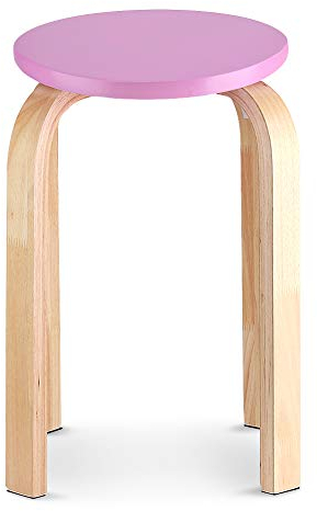 Stapelhocker Rund Holzhocker Küchenhocker Barhocker Rundhocker Sitzhocker Partyhocker Tischhocker Anti Rutsch Shop Einfacher Stuhl für Home Dining Küche Schlafzimmer Restaurant Sitzdurchmesser(Rosa)