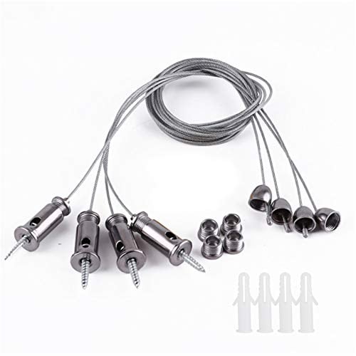 Vegena 10 Stück Seilaufhängung Einbauset Hängend, Edelstahl Draht Seil Automatische Klemme Durchmesser 1.5mm x1m Hängende Ketten Einstellbare Länge Ohrstecker Drahtseil für LED Panel Befestigungs