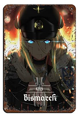 DFASF Anime Azur Lane Bismarck 5 Retro-Poster Metall-Blechschild Chic Art Retro Eisen Malerei Bar Menschen Höhle Cafe Familie Garage Poster Wanddekoration 20 x 30 cm