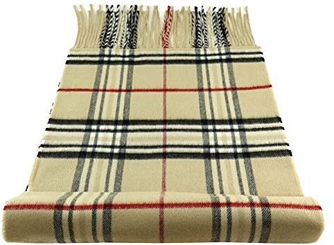 TigerTie Designer Schal in beige braun anthrazit grau rot weissgrau kariert - Stoff Cashmink - made in Germany