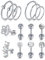 D.Bella 14 STK Piercing Ohr Set Ohrringe Creolen Damen 16G Chirurgenstahl Helix Conch Piercings Ring CZ Tragus Stecker Ohrknorpel Piercing Schmuck