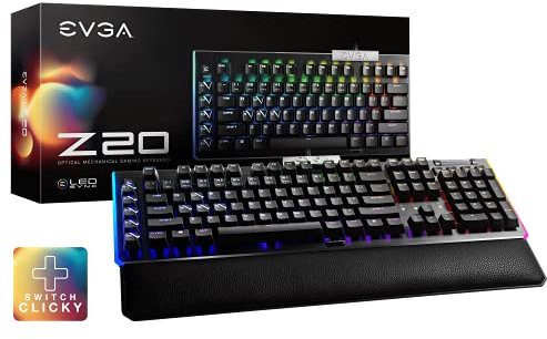 EVGA Z20 RGB Optical Mechanical (Clicky Switch) Gaming Keyboard US Layout 812-W1-20US-KR, Light Grey