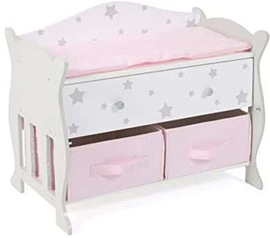 Bayer Chic 2000 506 95 Puppen-Wickeltisch mit 3 Staufächern, 3 Jahre to 8 Jahre, Stars grau