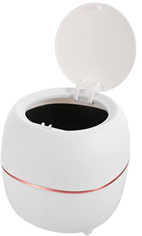 Angoily Poubelle De Bureau Porte-poubelle De Coiffeuse De Dessin Animé Corbeille De Bureau Mini Corbeille Mini Blanche Table à Manger Petite le À Clapet Plastique