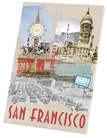 Fabulous Druck auf Leinwand San Francisco Collage Reisen Vereinigte Staaten Postkarte (40 cm x 56 cm)