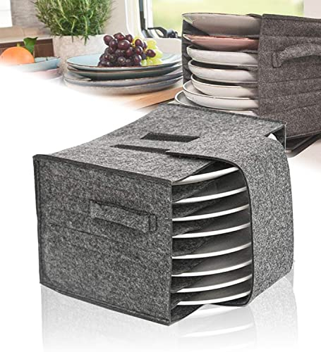 Caravan Plate Holder Camping Tableware Storage Felt Bag Platter Storage Case 8 Plates for Motorhome Cupboard Storage Kitchen Accessories Reduce Noise with Scratch Protection