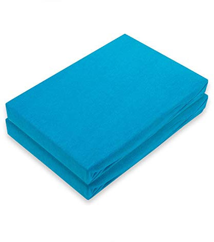 EXKLUSIV HEIMTEXTIL Marke Jersey Spannbettlaken Doppelpack 180-200 x 200 cm Türkis