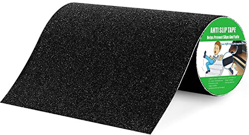 Anti Slip Tape, High Traction, Strong Grip Abrasive, Not Easy Leaving Adhesive Residue, Indoor & Outdoor, with Measuring Tape (300MM Width x 5M Long, Black)