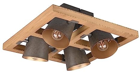 Trio Leuchten Deckenleuchten Bell 601900467, Metall Nickel antik, exkl. 4x E14, Braun