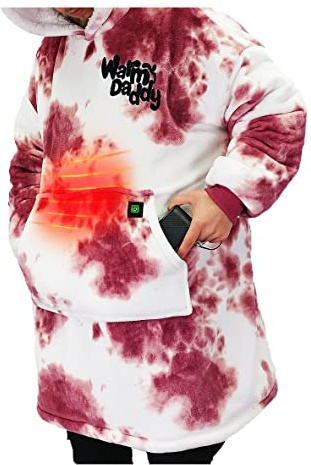 Warm Daddy Heated Hoodie, Double Layer, Front and Back Heating, Rechargeable Oversized hoodie, Temperature Control, Unisex, One Size