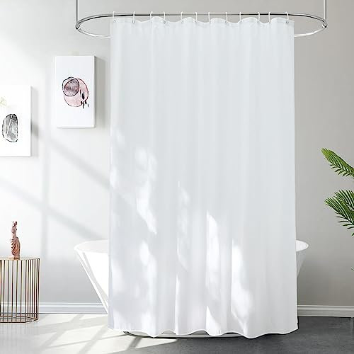EurCross Rideau de Douche Extra Large 240x200cm,Imperméable Blanc Tissu Grand Rideau Douche pour Baignoire ou Salle de Bain avec 16 Crochets
