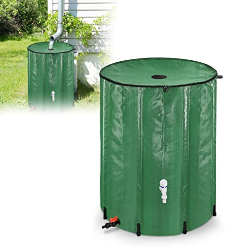 YARDIN Serbatoio dell'acqua piovana pieghevole da 380 l, con scala del livello dell'acqua, serbatoio di raccolta dell'acqua portatile con rubinetto e scarico, sistema di raccolta dell'acqua piovana,
