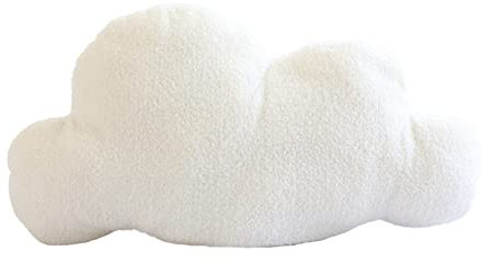 Cute Cloud Pillow, Soft Cloud Shaped Pillow, Velvet Plush Lumbar Rest Cushion Bed Rest Reading Bed Pillow Chair Back Sofa Cushion Bedroom Office Car, Room Decoration (22cm,White)