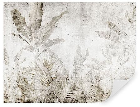 TAPEKO - Carta da parati moderna 260x180 cm, fotomurali serie premium design, foglie di banano su un muro di cemento, carta da parati per camera letto, soggiorno, u73886