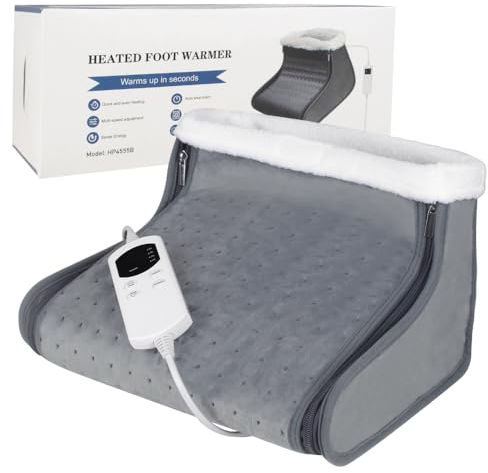 ZOYDP Electric Foot Warmer, 3-in-1 Foot Warmers, Electric Feet Warmer with 4 Timer & 6 Temperature Settings, Heated Foot Warmers, Feet Warmers, Machine Washable, Overheating Protection