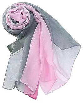 PARREN Sciarpa Di Seta Estate Arrivo Moda Chiffon Sciarpe Gradient Colors Georgette Female Seta Sciarpe 50 * 160Cm-Rosa Grigio