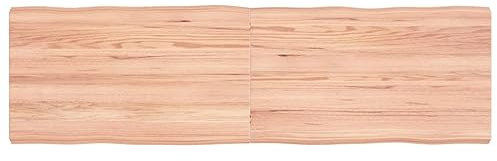 Homgoday Tischplatte Ersatztischplatte Schreibtischplatte Tischplatte Ersatztei Holzplatte für Esstisch Couchtisch Beistelltisch Konsolentisch 140x40x4 cm Massivholz Eiche Behandelt Baumkante
