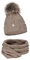 ELIMELI® Mütze Schal Damen Winter Kombi Set - warme Strickmütze Wintermütze mit Bommel und Schal - Slouch Strick Beanie Bommelmütze (Cappucino - Set mit Schal)