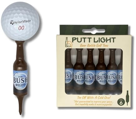 Bierflaschen-Golf-Tees, praktisch unzerbrechlich und recycelbar, Kunststoff, Golf-Tee 6 Stück, Golf-Geschenk für Männer, Junggesellenabschied, Geschenk für Golfer, 8,9 cm hoch (im Busch rechts)